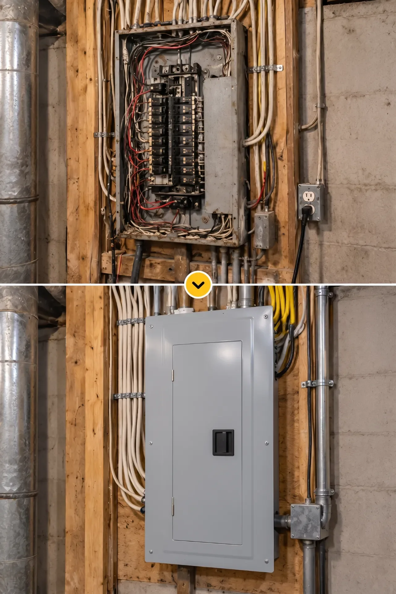 Electrician assessing electrical load at a residential panel
